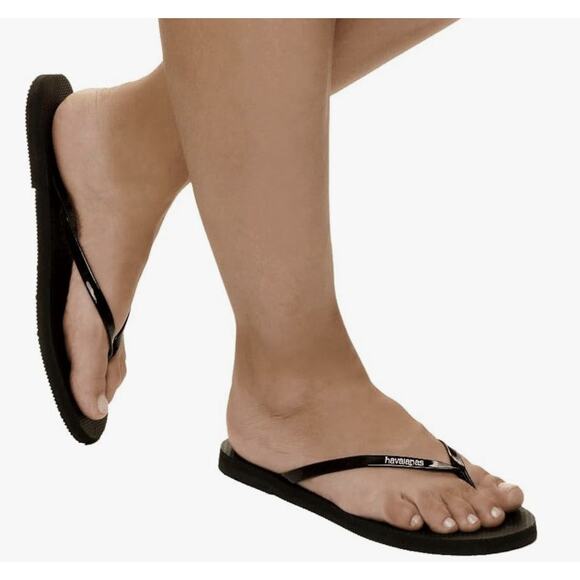 Havaianas Shoes - Havaianas Black Slim Flip Flops Women's Size 11/12W Brazil Rubber Sandals NWT